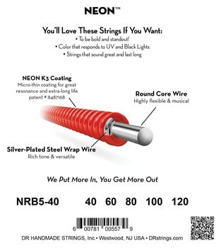 Cordas para baixo DR Strings NRB5-40 Cordas para baixo - 4