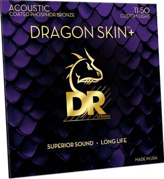 Cordas de guitarra DR Strings Dragon Skin+ Coated Phosphor Bronze Custom Light Cordas de guitarra - 3