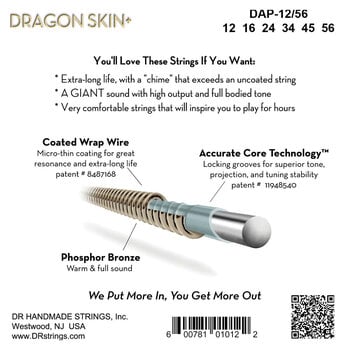 Kitarrikeeled DR Strings Dragon Skin+ Coated Phosphor Bronze Bluegrass Kitarrikeeled - 4