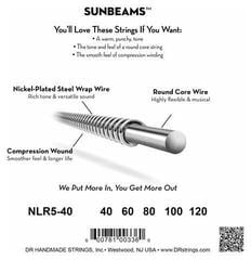 Basskitarri keeled DR Strings SUNBEAM - Nickel Plated Bass Strings: 5-String Light 40-120 - 3