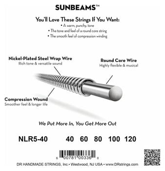 Struny pro 5-strunnou baskytaru DR Strings NLR5-40 Struny pro 5-strunnou baskytaru - 4