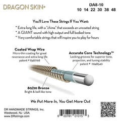 Gitaros stygos DR Strings Dragon Skin+ Coated 80/20 Extra Light Gitaros stygos - 3