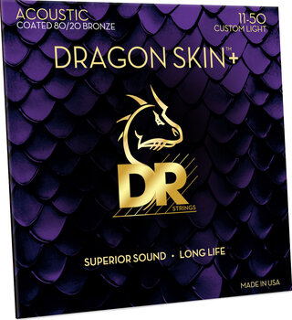 Strune za akustično kitaro DR Strings Dragon Skin+ Coated 80/20 Custom Light Strune za akustično kitaro - 3