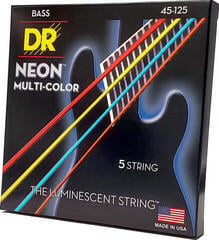 Basskitarri keeled DR Strings HI-DEF NEON - MULTI-COLOR Colored Bass Strings: 5-String Medium 45-125 - 1