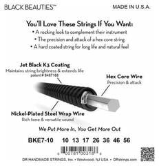 Cordas para guitarra elétrica Mi DR Strings Black Beauties BKE7-10 Cordas para guitarra elétrica Mi - 3