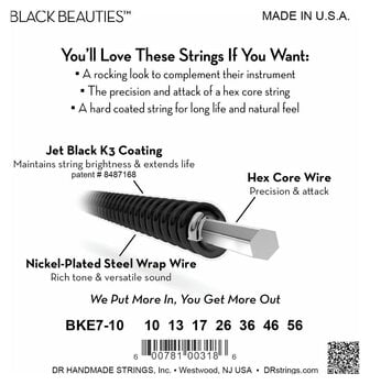 Struny pro elektrickou kytaru DR Strings Black Beauties BKE7-10 Struny pro elektrickou kytaru - 4