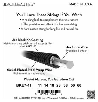 Struny pro elektrickou kytaru DR Strings Black Beauties BKE7-11 Struny pro elektrickou kytaru - 4