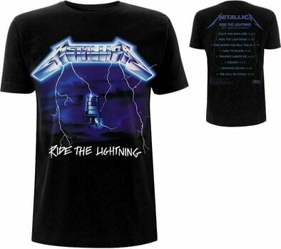 T-Shirt Metallica T-Shirt Unisex Ride The Lightning Tracks Black L - 2
