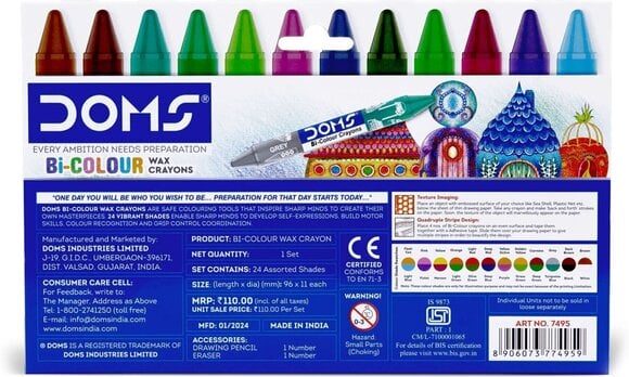 Voskovi DOMS Bi-Colour Voskovi Wax Crayons Mix 12 kom - 3