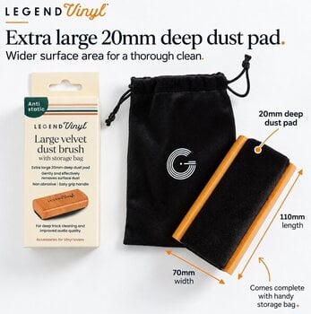 Pensulă pentru înregistrări LP Legend Vinyl LV34 Large Velvet Dust Brush With Storage Bag Perie - 2