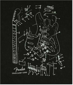 T-Shirt Fender Stratocaster Patent Drawing T-Shirt Black M - 3