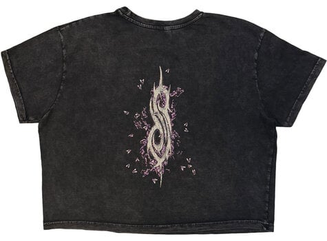 T-Shirt Slipknot Butterfly Goatee (Back Print) Crop Top Charcoal Grey S Damen - 2