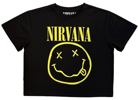 T-Shirt Nirvana Yellow Happy Face Black M Damen T-Shirt - 2