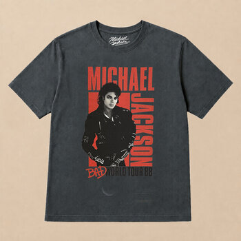 Skjorta Michael Jackson Bad World Tour '88 (Back Print) Charcoal Grey S Skjorta - 4