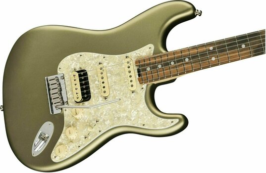 Electric guitar Fender American Elite Stratocaster HSS ShawBucker Ebony Satin Jade Pearl Metallic - 4