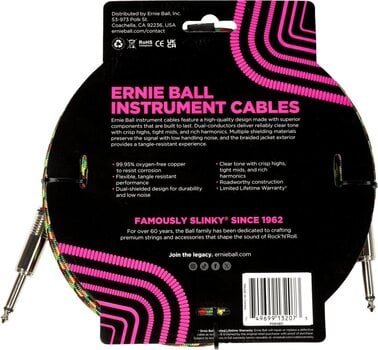 Инструментални кабл Ernie Ball Braided Good Vibrations 3m Ravni - Ravni Инструментални кабл - 2