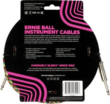 Инструментални кабл Ernie Ball Braided Good Vibrations 5,5 m Ravni - Ravni Инструментални кабл - 2