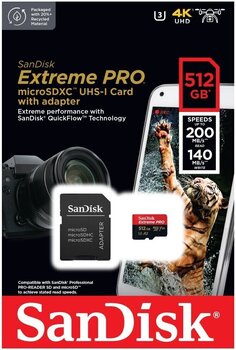 Minnekort SanDisk Extreme PRO 200 MB/s + SD Micro SDXC 512 GB Minnekort - 4