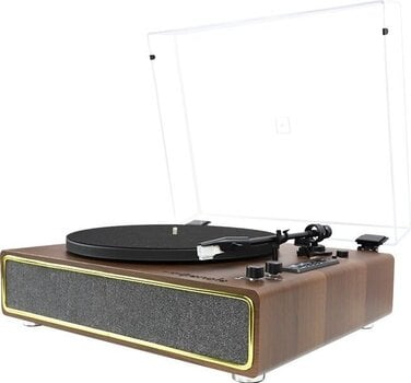 Turntable Renote Retro Record Player with Dust Cover Brown Turntable - 4