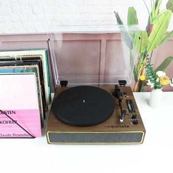 Turntable Renote Retro Record Player with Dust Cover Brown Turntable - 5