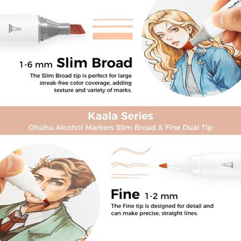 Viltstift Ohuhu Kaala Set alcoholmarkers Skin Tones 24 st. - 4