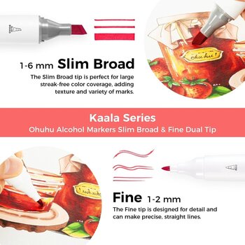 Felt-Tip Pen Ohuhu Kaala Set of Alcohol Markers Basic 24 pcs - 5