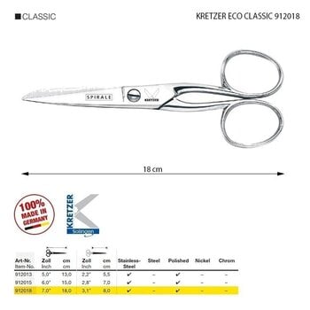 Nożyczki uniwersalne Kretzer Solingen Eco Classic 912018 Nożyczki uniwersalne 18 cm Silver - 2