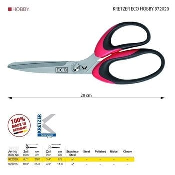 Univerzalne škare Kretzer Solingen Eco Hobby 972020 Univerzalne škare 20 cm Red - 2