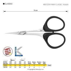 Škare za vez Kretzer Solingen Finny Classic 765609 Škare za vez 9 cm Black - 1