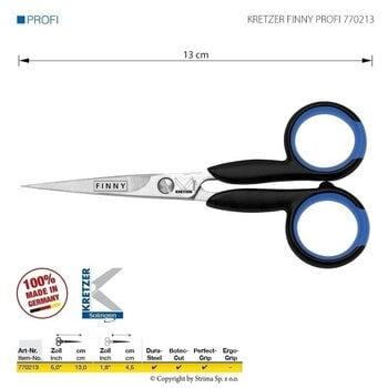 Škare za vez Kretzer Solingen Finny Profi 770213 Škare za vez 13 cm Blue - 2