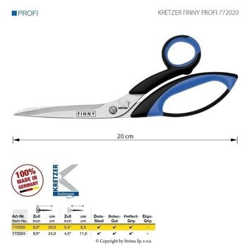 Univerzalne škare Kretzer Solingen Finny Profi 772020 Univerzalne škare 20 cm Blue - 2