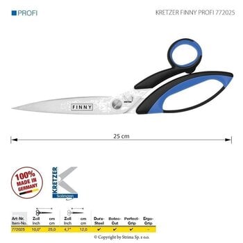 Univerzalne škare Kretzer Solingen Finny Profi 772025 Univerzalne škare 25 cm Blue - 2