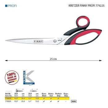 Foarfece universale Kretzer Solingen Finny Profi 779225 Foarfece universale 25 cm Red - 2