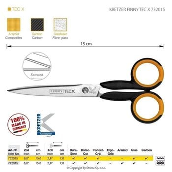 Universal Scissors Kretzer Solingen Finny Tec-X 732015 Universal Scissors 15 cm Orange - 2