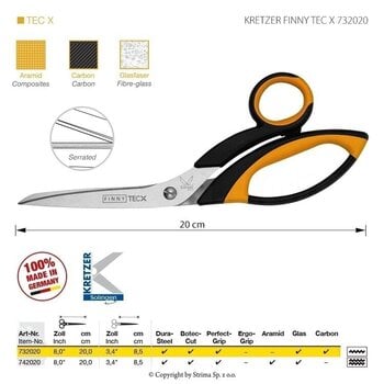 Foarfece universale Kretzer Solingen Finny Tec-X 732020 Foarfece universale 20 cm Orange - 2