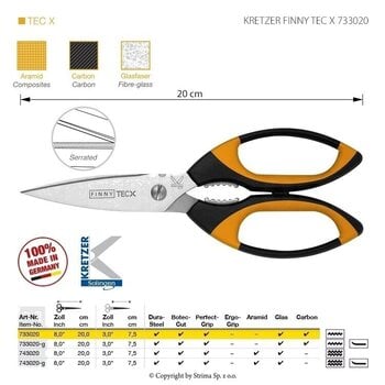Universal Scissors Kretzer Solingen Finny Tec-X 733020 Universal Scissors 20 cm Orange - 2
