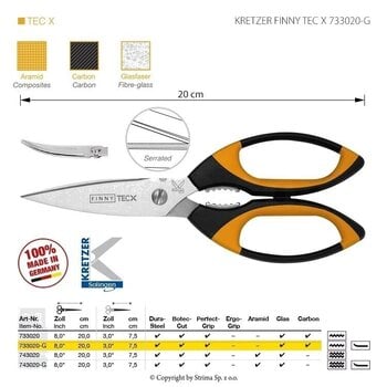 Foarfece universale Kretzer Solingen Finny Tec-X 733020-G Foarfece universale 20 cm Orange - 2