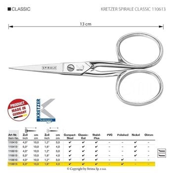Univerzalne škare Kretzer Solingen Spirale Classic 110613 Univerzalne škare 13 cm Silver - 2