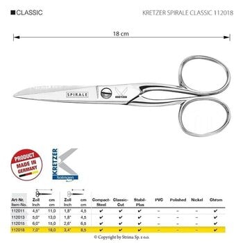 Foarfece universale Kretzer Solingen Spirale Classic 112018 Foarfece universale 18 cm Silver - 2
