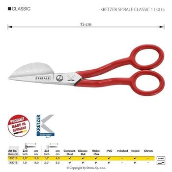 Foarfece de broderie
 Kretzer Solingen Spirale Classic 113015 Foarfece de broderie 15 cm Red - 2