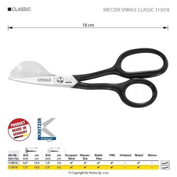 Foarfece de broderie
 Kretzer Solingen Spirale Classic 113018 Foarfece de broderie 18 cm Black - 2