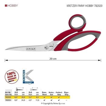 Univerzalne škare Kretzer Solingen Finny Hobby 782020 Univerzalne škare 20 cm Red - 2