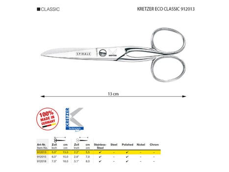 Nożyczki uniwersalne Kretzer Solingen Eco Classic 912013 Nożyczki uniwersalne 13 cm Silver - 2