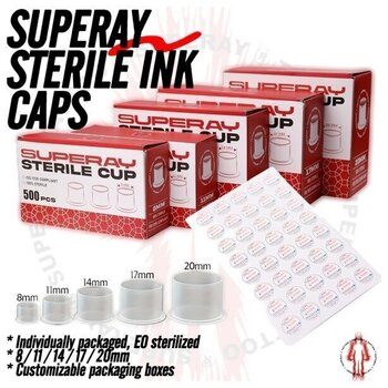 Витратні матеріали для тату Superay Sterile Ковпачки для фарби 8 x 10 mm 500 pcs - 2