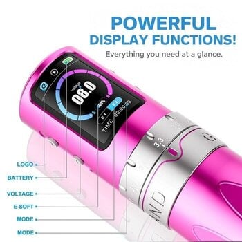 Бездротові тату-машинки Emalla Grand G5 Pro Бездротова тату-машинка 2,4–4,2 mm Pink - 4
