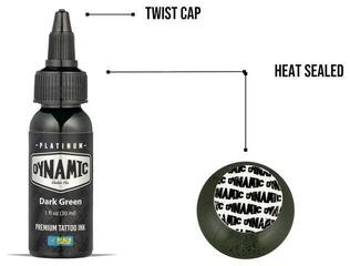 Farby do tatuażu (zatwierdzone w UE) Dynamic Color Platinum Tusz do tatuażu 30 ml Dark Green - 3
