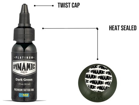 Farby do tatuażu (zatwierdzone w UE) Dynamic Color Platinum Tusz do tatuażu 30 ml Dark Green - 4