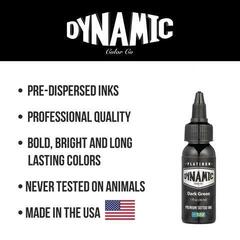 Farby do tatuażu (zatwierdzone w UE) Dynamic Color Platinum Tusz do tatuażu 30 ml Dark Green - 4