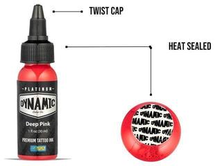 Farby do tatuażu (zatwierdzone w UE) Dynamic Color Platinum Tusz do tatuażu 30 ml Deep Pink - 3