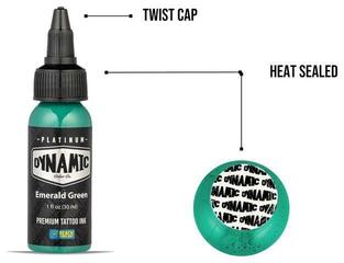 Farby do tatuażu (zatwierdzone w UE) Dynamic Color Platinum Tusz do tatuażu 30 ml Emerald Green - 3